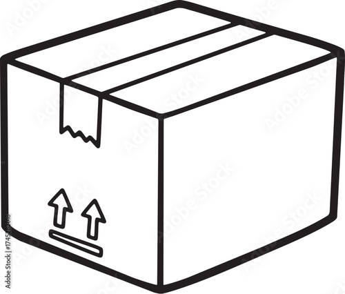 Cardboard Box Icon, Package Shipping Line Vector.