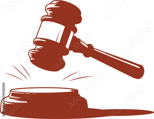 Brown Gavel Striking a Sounding Block with Radial Lines judge justice