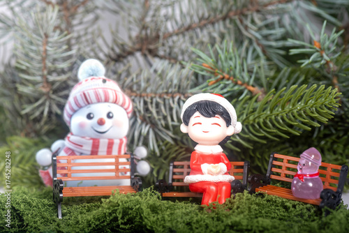 Christmas landscape with gifts and snow. Merry christmas and happy new year . Christmas celebration holiday background
