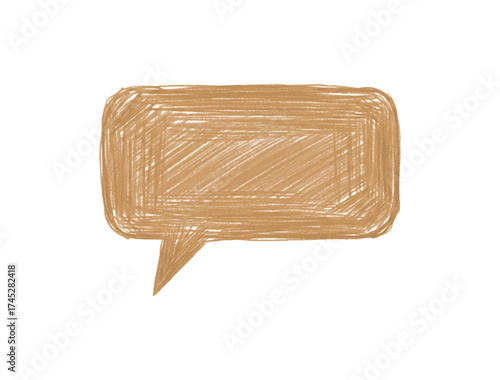 Hand-drawn speech bubble in brown simple doodle style for social media isolated on white background