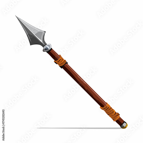 Tribal spear with wrapped handle