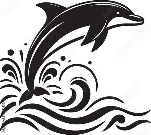 Jumping Dolphin Silhouette Vector Illustration