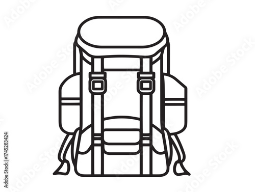 Backpacker icon 2D vector line art in a clean minimalist style for travel