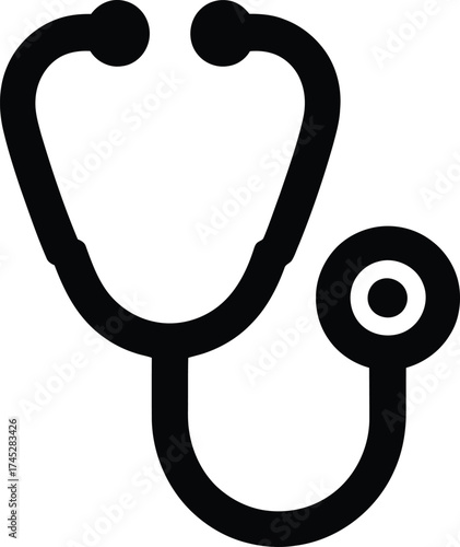 Black and White Stethoscope Health Care Medical Diagnostic Tool Illustration