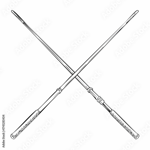 Two crossed magic wands with transparent background