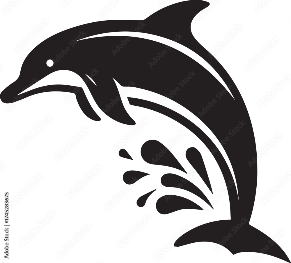Fototapeta premium Jumping Dolphin Silhouette Vector Illustration