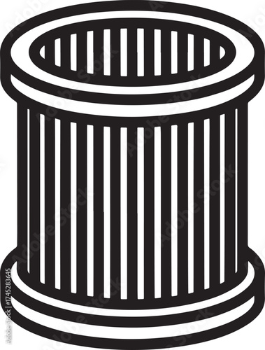 Thread spool icon with vertical lines outline sewing needlework