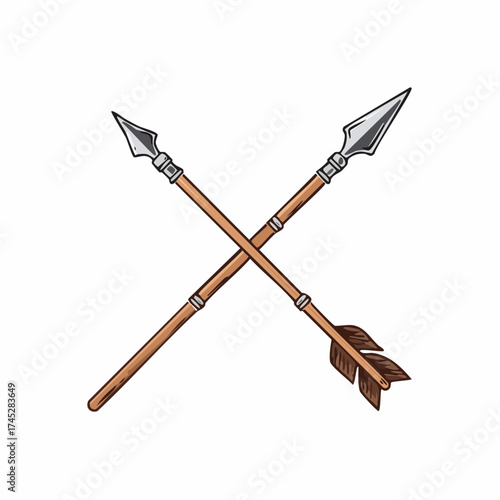 Two crossed spears with transparent background