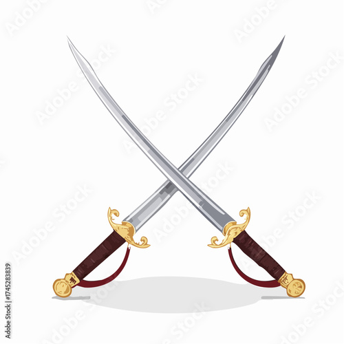 Two crossed swords with ornate handles