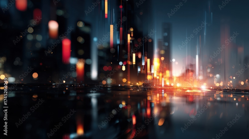 Fototapeta premium Abstract Visualization of Crypto Trading Floor with Dynamic Lights