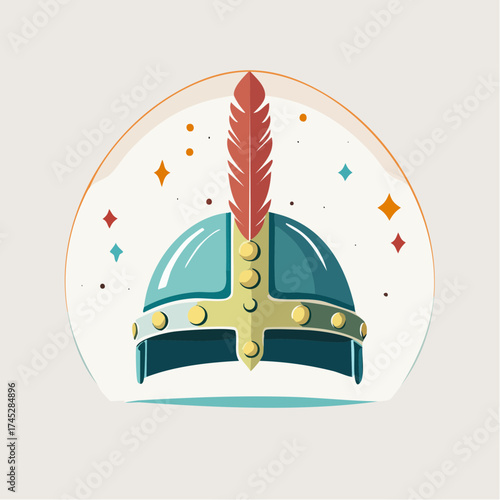 Viking helmet with feather detail