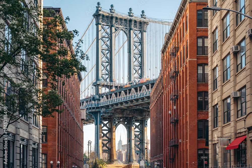 Fototapeta premium Manhattan Bridge viewed from Dumbo, Brooklyn, New York City