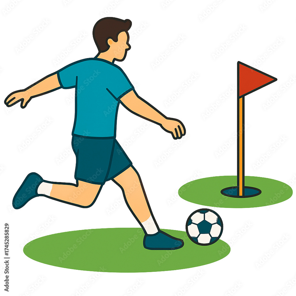 Fototapeta premium フットゴルフでボールを蹴っている男性