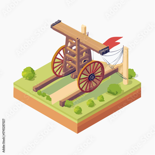 Wooden oil derrick on tracks
