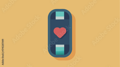 A compact fitness tracker with a minimalist design highlighting a heart icon and step count indicator.