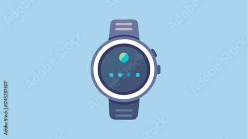 A compact smarch featuring a round face sleek metallic band and interactive touchscreen widgets displaying health metrics and notifications.