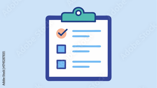 A clipboard with check marks illustrating agenda planning and session tracking for conference attendees.