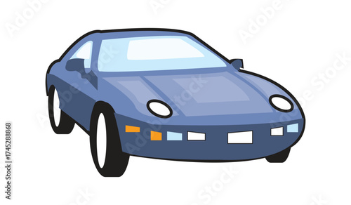 Illustration of a blue sports car isolated on white background, a sleek vehicle for transportation