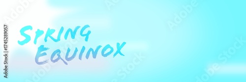 Blue Social Media Banner with Sunshine, Lens Flares and Spring Equinox Title	