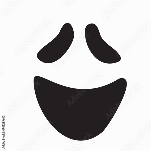 Vector art of a happy ghost face on a white background.