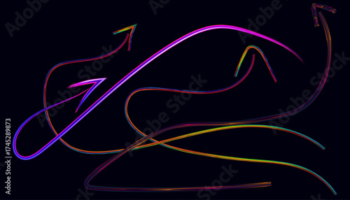 Abstract Colorful Arrows on Dark Background Concept for Future Direction