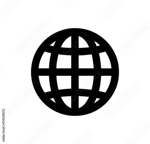 Abstract Globe with Meridians and Parallels in Simple Icon Style