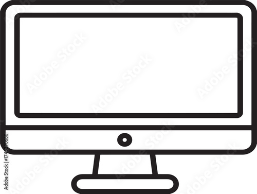 Computer icon 2D vector line art in a clean minimalist workstation design