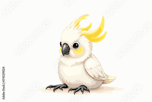 Cute baby white cockatoo yellow crest