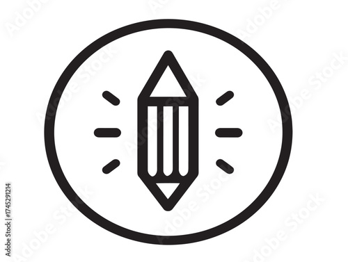 Creative Process icon 2D vector line art for innovation and idea generation