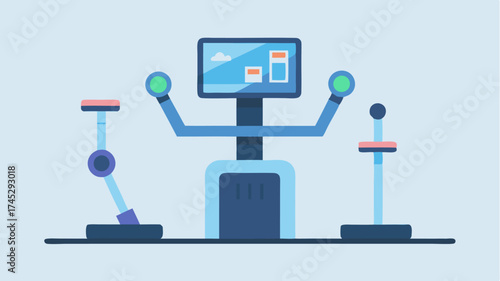 A custom workout machine with touch screen controls tailored exercise plans and tracking capabilities.
