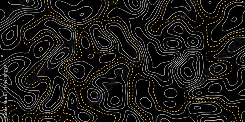 Topographic map pattern background vector. Complex maze-inspired design with expressive black and white line artistry. 
