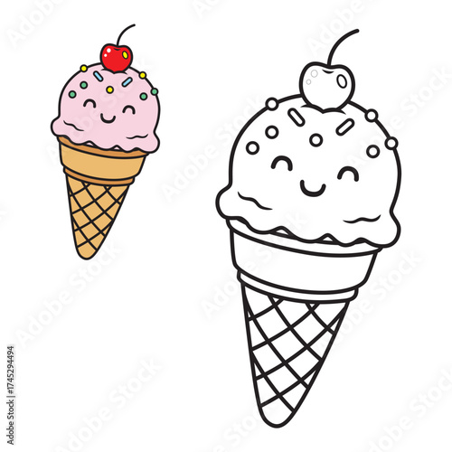 Cute and simple ice cream drawing page for kids. Perfect for coloring fun, learning, and creativity. Ideal for children’s activity books and preschool art projects.
