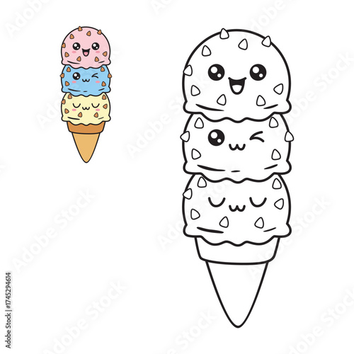 Cute and simple ice cream drawing page for kids. Perfect for coloring fun, learning, and creativity. Ideal for children’s activity books and preschool art projects.