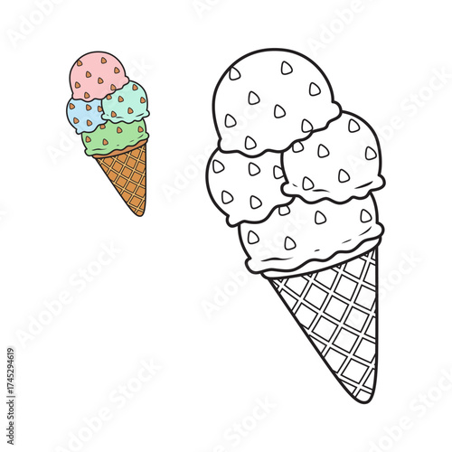 Cute and simple ice cream drawing page for kids. Perfect for coloring fun, learning, and creativity. Ideal for children’s activity books and preschool art projects.