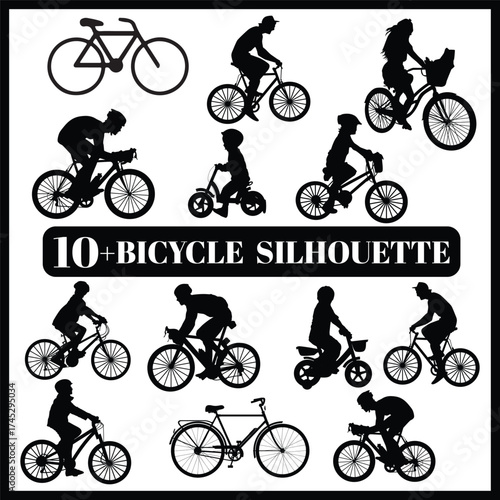 Bicycle silhouette set box icon Bicycle illustration silhouette Bicycle