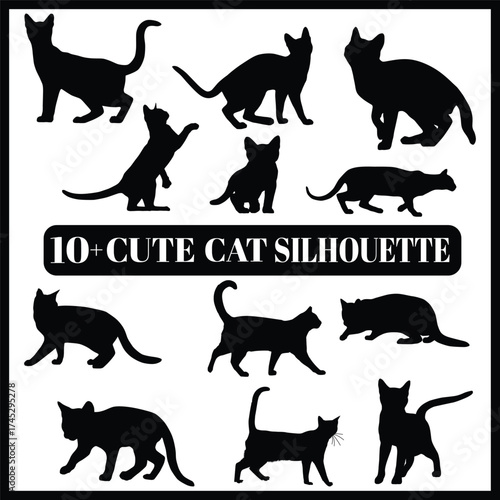 Cats silhouette set box icon Cats illustration silhouette Cats