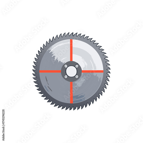 Sharp Saw Blade with Teeth and Attachment Point, Construction Industry Tool