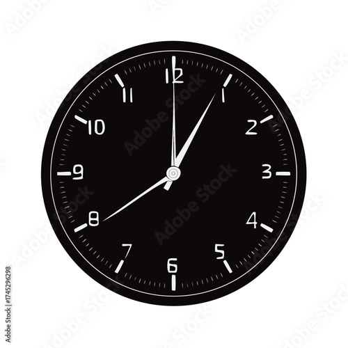 Clock face showing time with hour minute and second hands over dark background