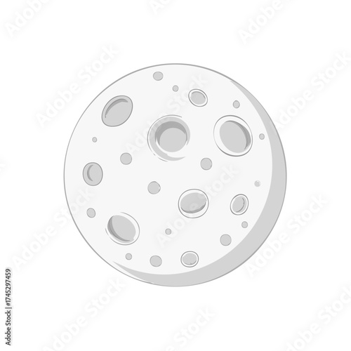 Stylized full moon graphic with visible impact craters showing lunar surface texture
