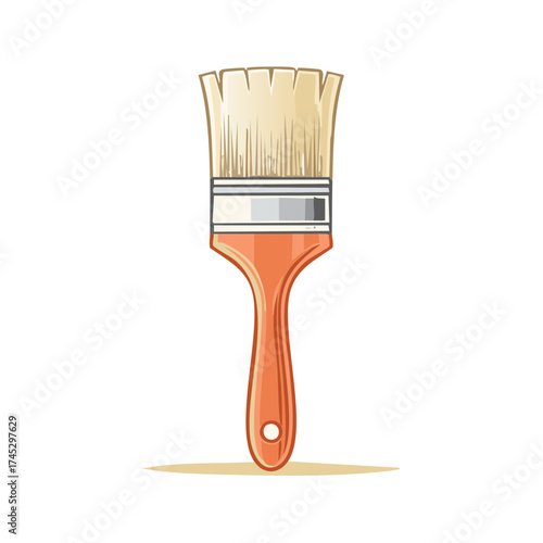 Illustration of a Painter's Brush with Orange Handle for Home Improvement Projects