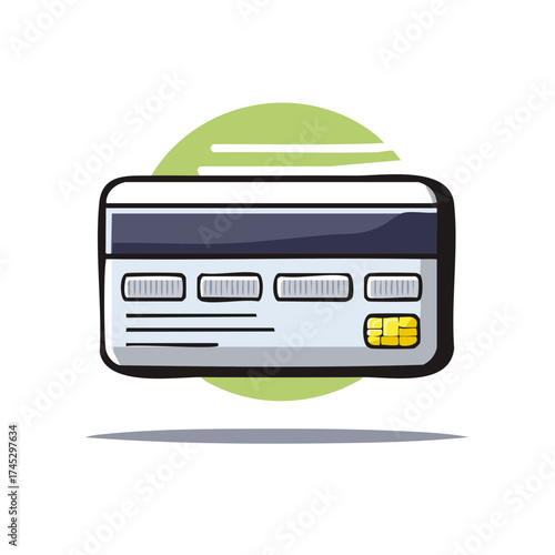 Plastic Card with EMV Chip Icon Illustration on Light Green Background