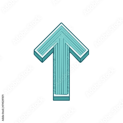 Teal Upward Direction Arrow Symbol Indicating Growth in 3D Style Illustration