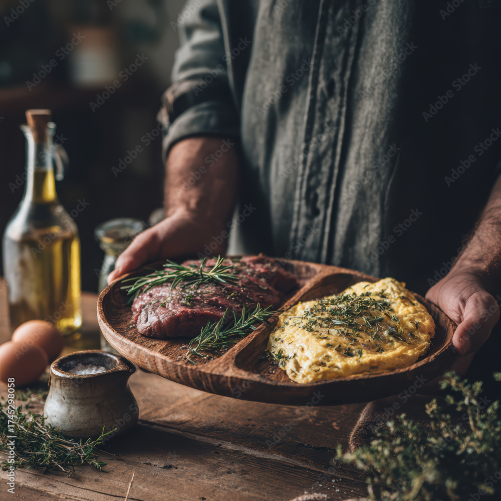 custom made wallpaper toronto digitalSteak eggs herbs. High quality photo