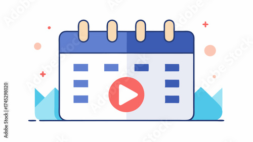A calendar with a play button indicating scheduled live events and broadcasts for viewers.