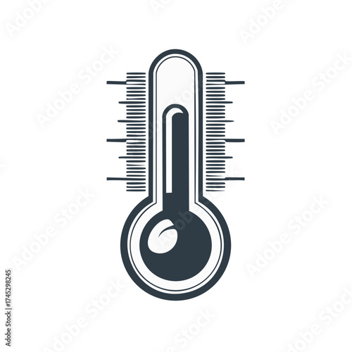 Monochrome vector icon of a classic thermometer for weather and temperature measurement