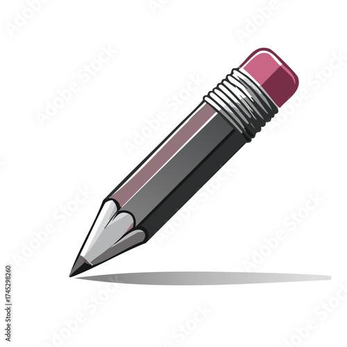 Vector illustration of a classic graphite pencil with an eraser icon for school and creativity