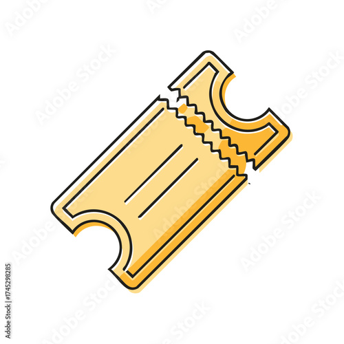 Yellow Admission Ticket Illustration Card Ticket Stub Event Pass Entry Coupon