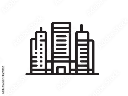 Downtown Element icon 2D vector line art for metropolitan and building themes