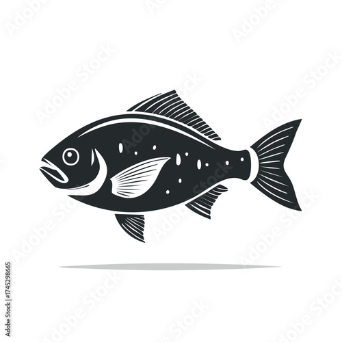 Silhouette illustration of a fish, ideal for graphic design and aquatic themes