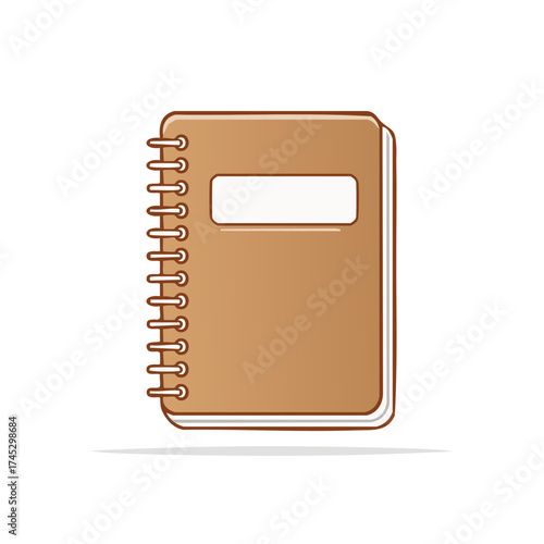 Brown Spiral Notebook for Notes or Planning on a White Background
